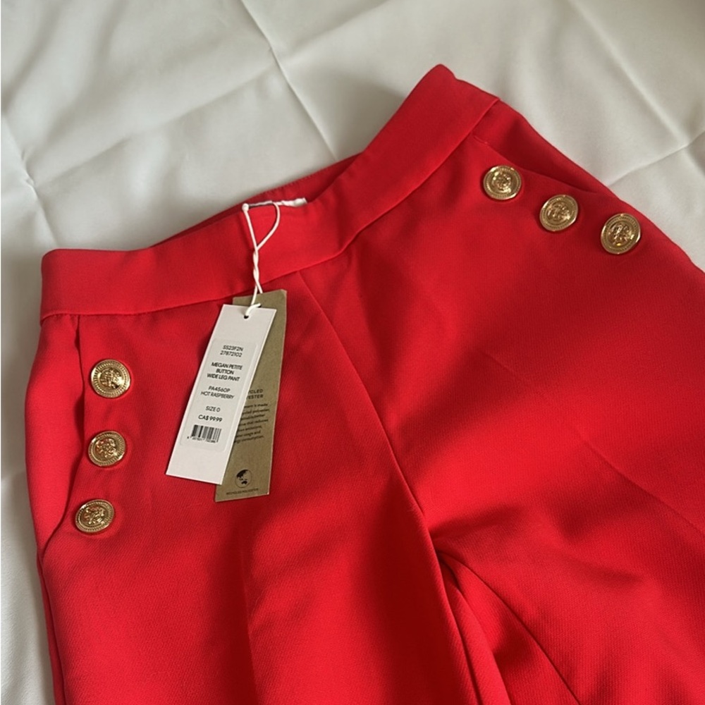 Megan Button Wide Leg Pant In Raspberry Pink - Picture 3 of 6